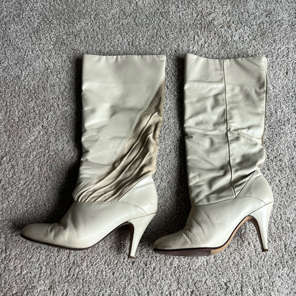 Shelly London Winter White Leather Boots